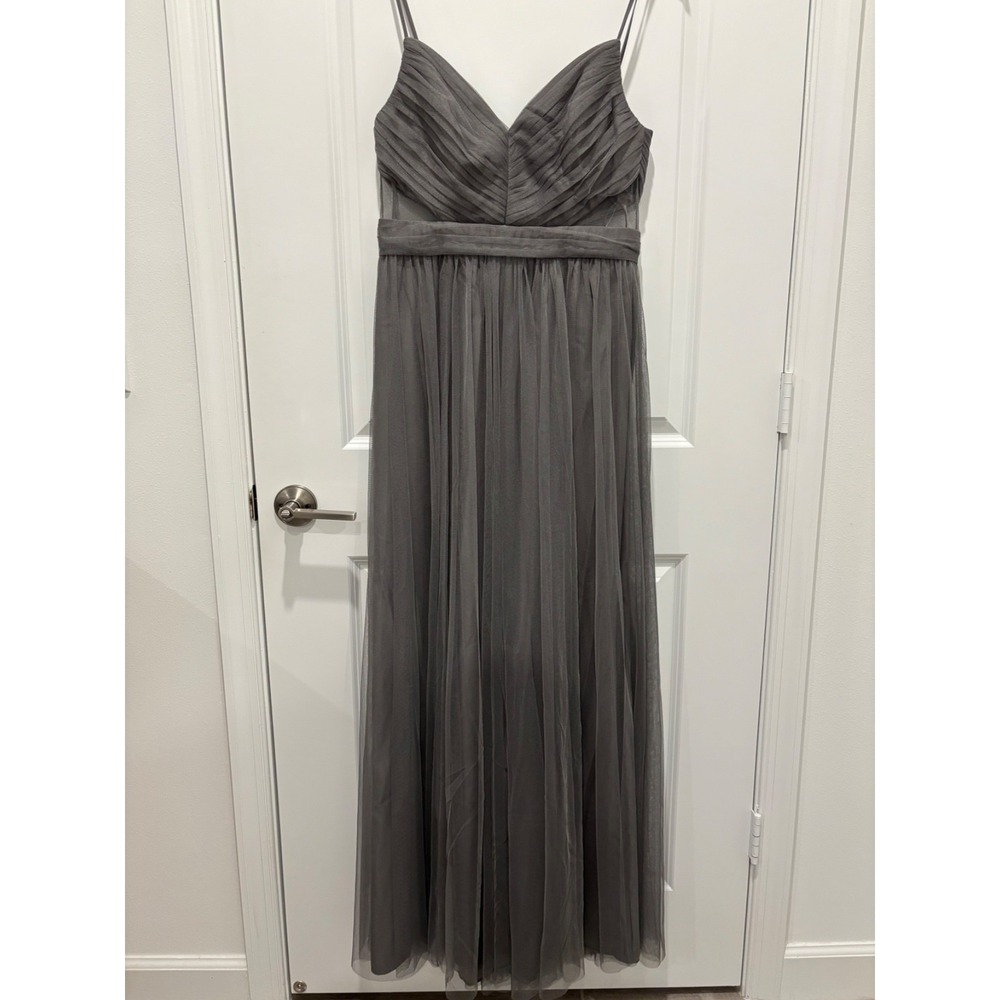 Amsale | V-Neck Grey Long Dress Gown Size: US 10 Formal
